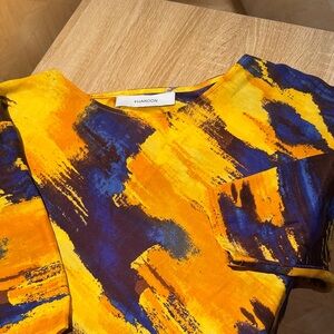 Thakoon Asymmetrical Dress in Vibrant Yellow and Blue